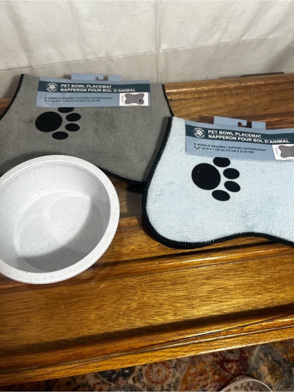 Pet Bowl + Placemat Pair with Paw Print